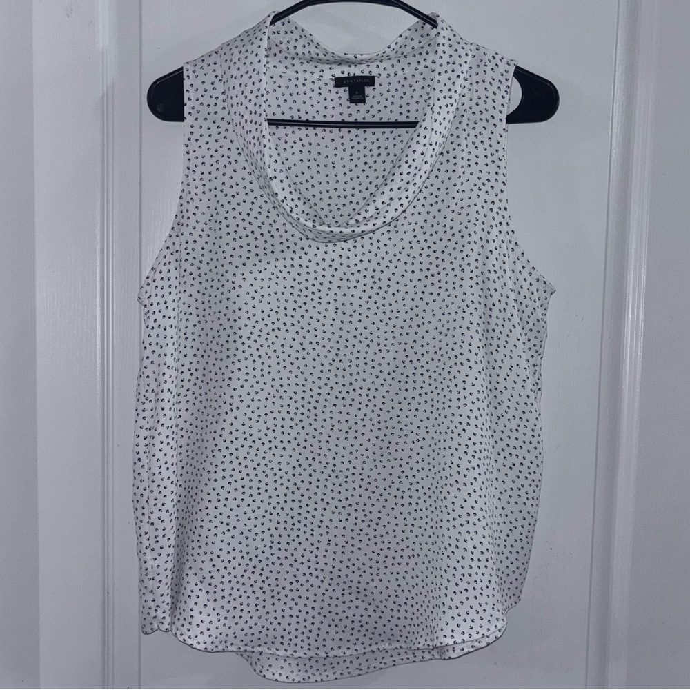 Ann Taylor White and Black Polka Dot Sleeveless Top